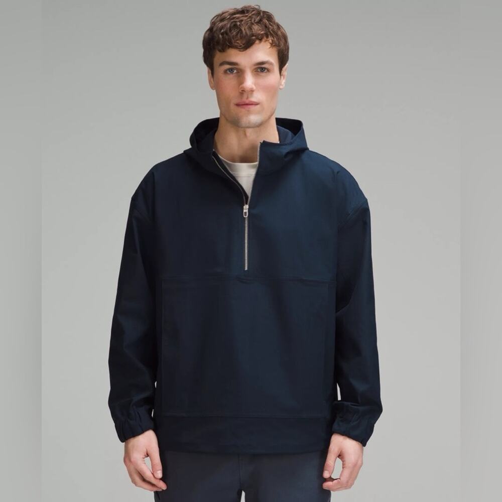 Lululemon Smooth Twill Half-Zip Anorak Men Navy Blue Relaxed Water Resistant XS